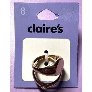 Claire's Set Of 2 Gold Tone Rings Sz 8 NWT